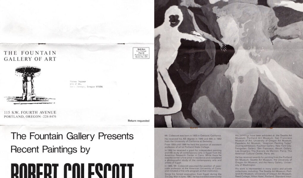 Front and back of exhibition invitation
