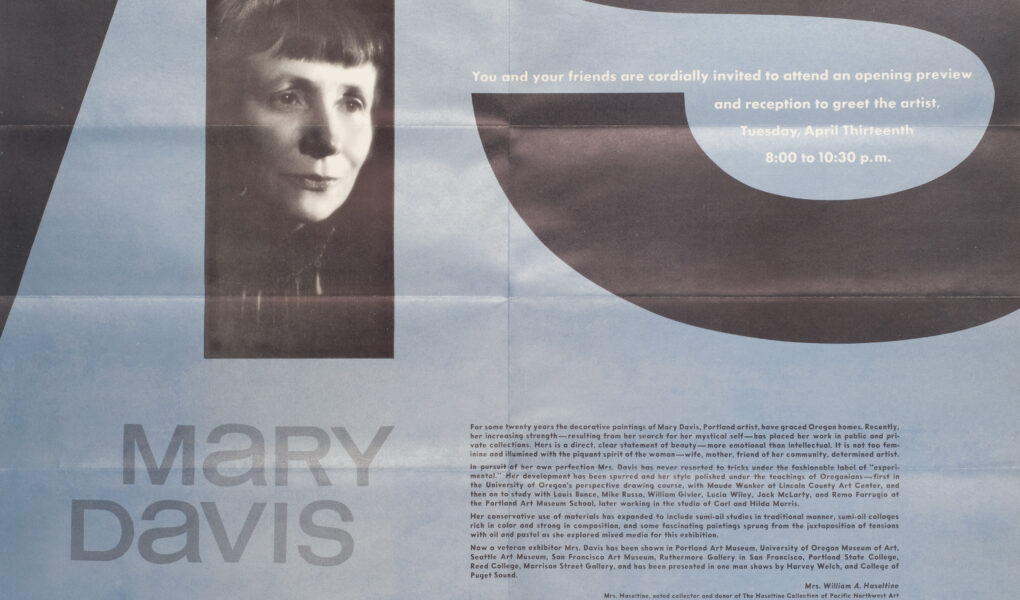 Interior of an exhibition flyer for exhibit of works by Mary Davis