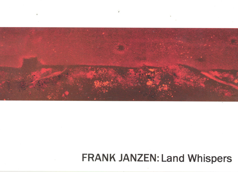 Exhibit postcard with abstract red artwork