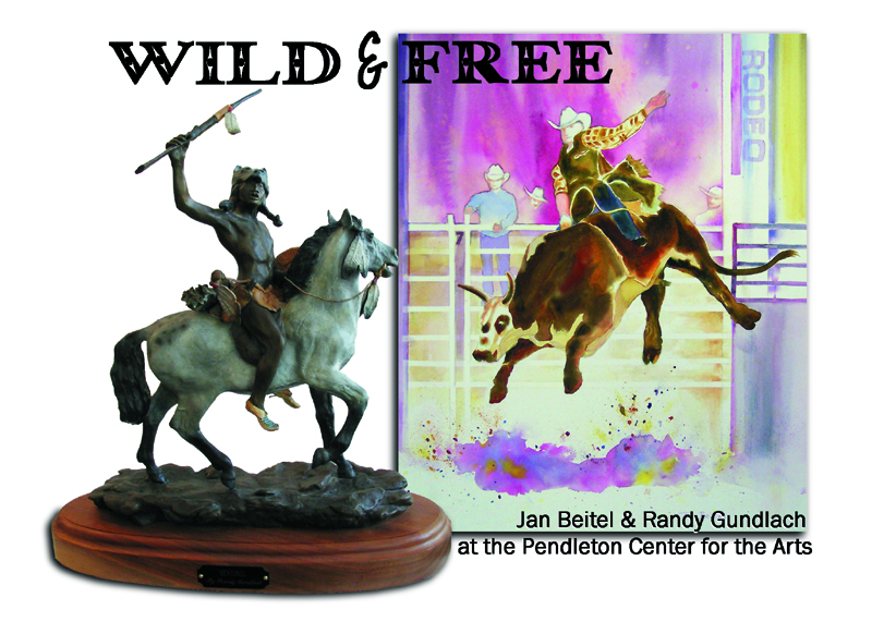 Exhibit postcard with two figures on horseback