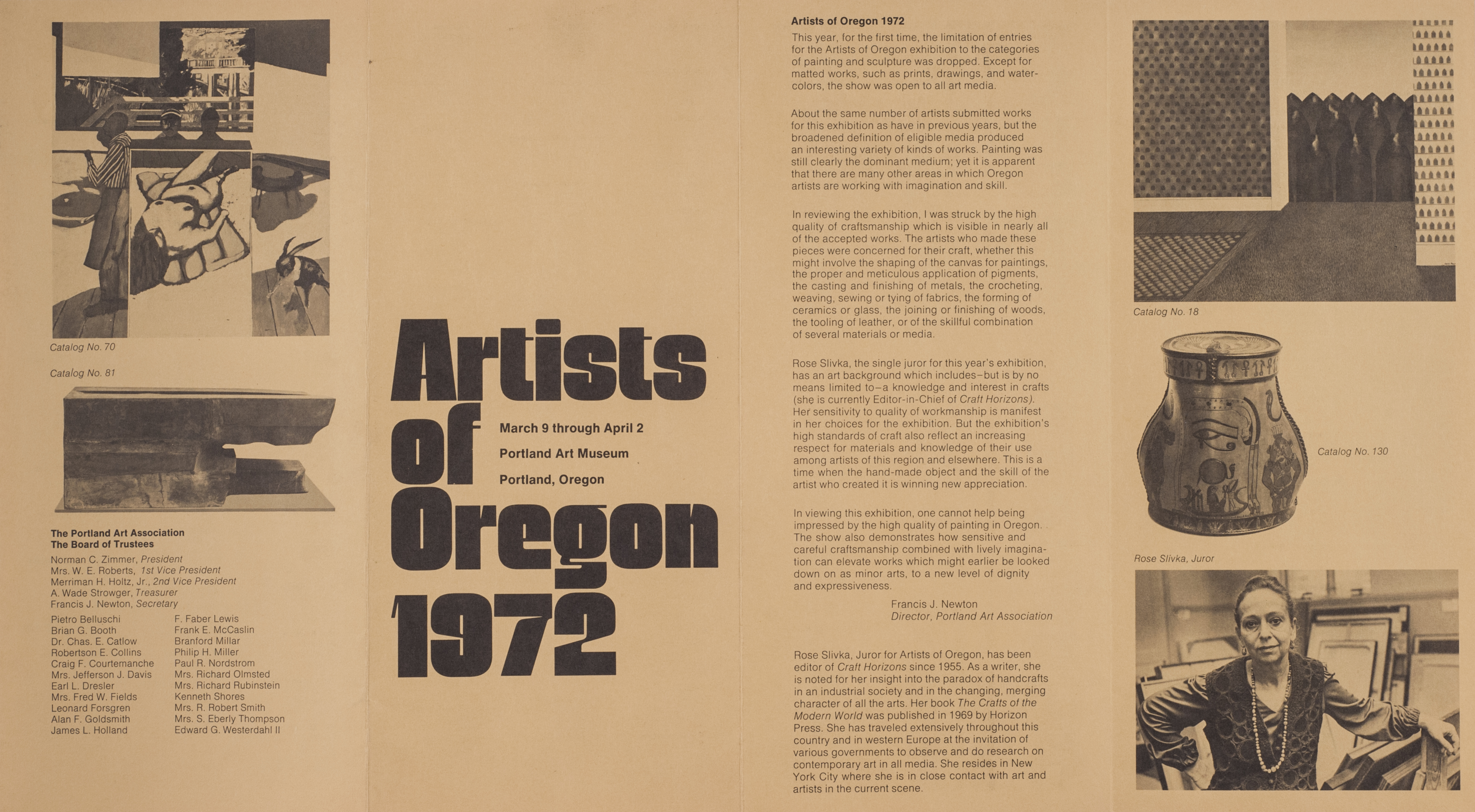 Artist of Oregon 1972 exhibition brochure front